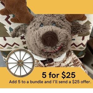 Moose stuffed toy in knitted sweater